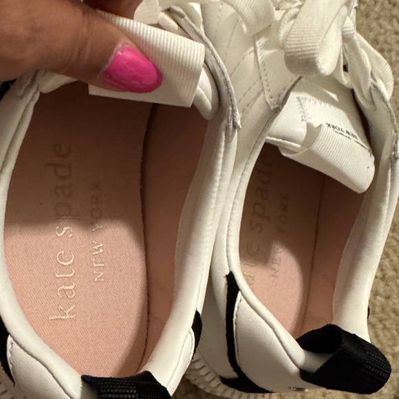 Kate Spade White Sneakers with Black Stripes - Picture 4 of 7